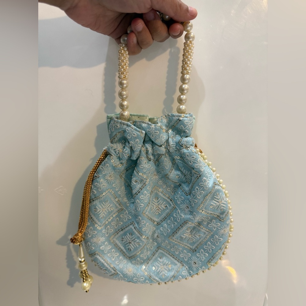 Indian blue potli evening bag luxury